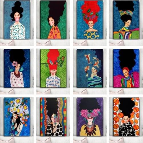 Vintage Flowers Girl Poster Scandinavian Wall Art Canvas Painting Nordic Poster Wall Pictures for Living Room Bedroom No Frame