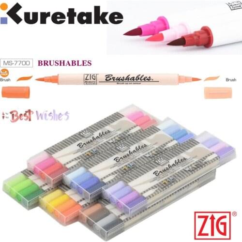 Japan Original ZIG Kuretake Marker Pen Art Set MS-7700 Watercolor Brush Pens Waterproof Brushables Pens Twin Tip Paint Brush