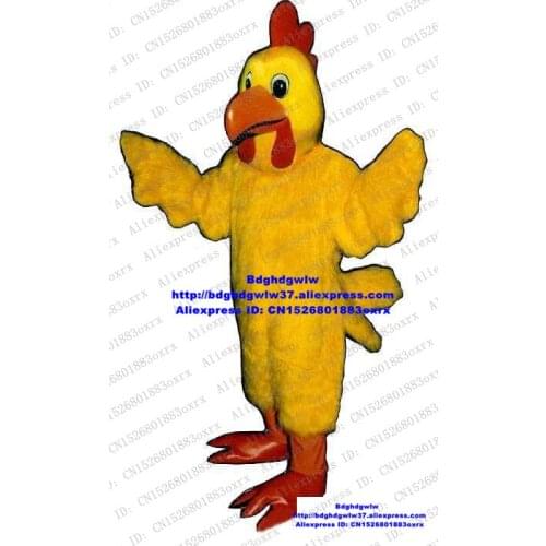 Yellow Long Fur Chicken Chook Cock Rooster Hen Chick Mascot Costume Cartoon Character Good-looking Nice Sports Meeting zx1592