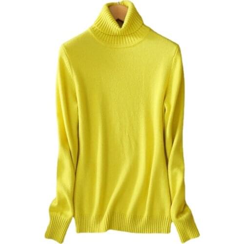 Yellow Knitted Pullover Sweaters Women 2021 Korean Warm Turtleneck Long Sleeve Casual Loose Female Knitwear Jumper Autumn Winter