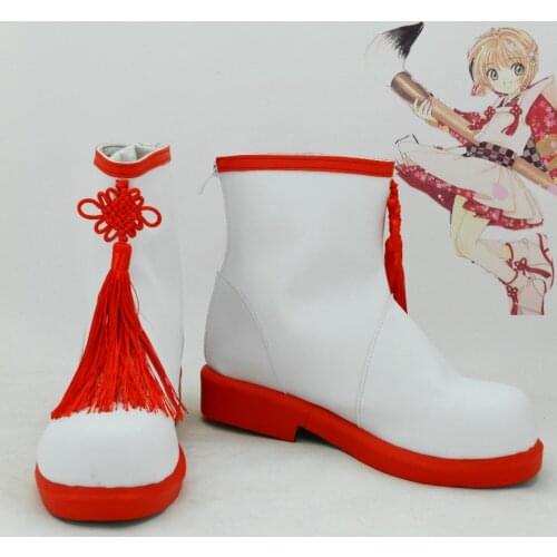 CardCaptor Sakuras Shoes Card Captor Cosplay Boots Red&White Color Halloween Carnival Women Coplay Shoes