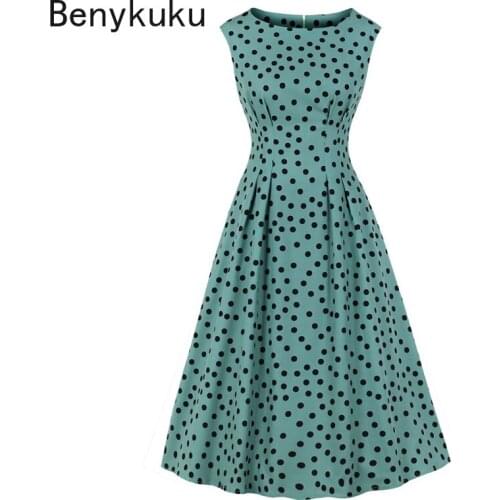 Polka Dot Sleeveless Vintage Slim Midi Dresses for Women High Waist O-Neck Pockets Woman Clothes Summer Casual Elegant Dress