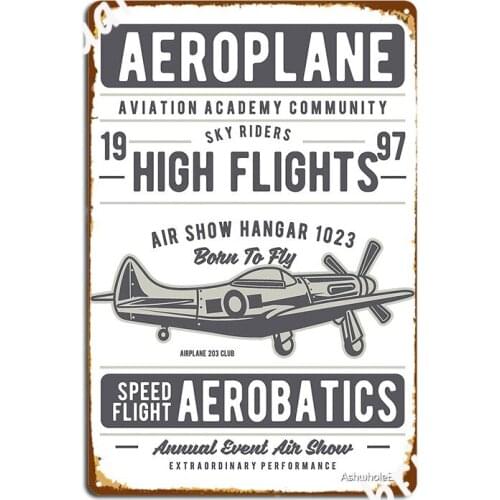 Aeroplane High Flights Retro Metal Sign Painting Décor Kitchen Vintage Club Party Tin Sign Poster