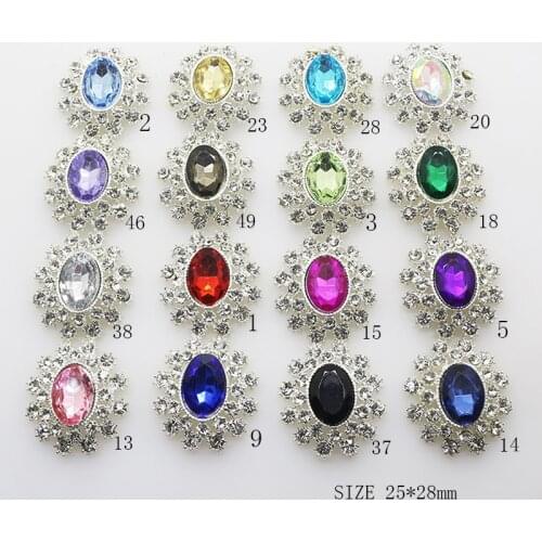 ZMASEY 10Pcs/Lot 25*28mm Metal Buttons Fashion DIY Rhinestones Handwork Glue Decoration Flatback Accessories
