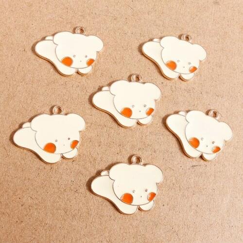 10pcs 25*21mm Cartoon Enamel Lying Bear Charms for Making Earrings Pendants Necklaces Keychain DIY Jewelry Findings Accessories