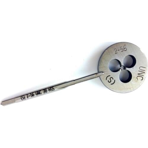 2-56 Tap and Die Set, UNC Machine Thread Tap and UNC Round Thread Die Right Hand HSS Taper