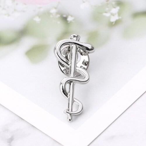 20 pcs Gold Rod of Asclepius Pin Caduceus Symbol of Medicine Healing Symbol Snake Lapel Gift For Doctors Nurses