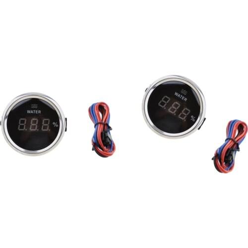 2x Marine Digital Water Level Gauge 2" 316L Black Chrome 800-00214