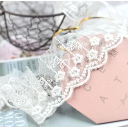 5 Meters Handmade DIY Clothing Sewing Accessories Lace Trim Ivory Embroidery Cotton Lace Fabric 5.5cm