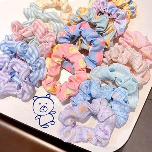 5Pcs Children Summer Fresh Scrunchie Elastic Kids Handmade Multicolor Hair Band Ponytail Holder Adult Headband Hair Accessories