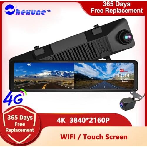 WHEXUNE 4K Car DVR 12" WIFI Rear View Mirror Camera 1080P Rear camera 2160P Dual len DashCam Car Camera Video Recorder Registrar