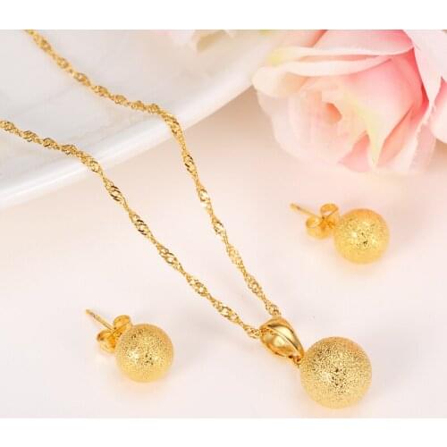 Bangrui Round Ball Pendant Necklace chain Earrings sets Jewelry Gold Bead Necklaces sets for women Best Gifts