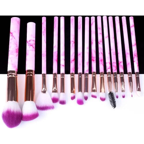 BIIIYI 5/10/15pcs Makeup Brushes Tool Marble Professional Natural Powder Brush Set High Quality Highlighter Lip Eyeshadow Kit