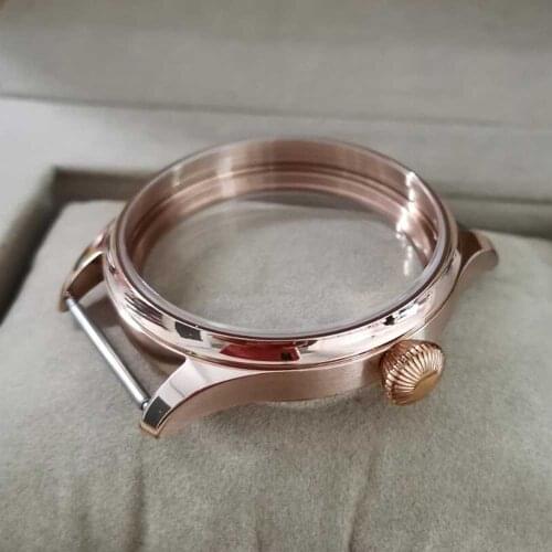 40MM 316L Stainless Steel Watch Case with Plating Rose Gold Fit 6497/6498 Mechanical Hand Wind Movement