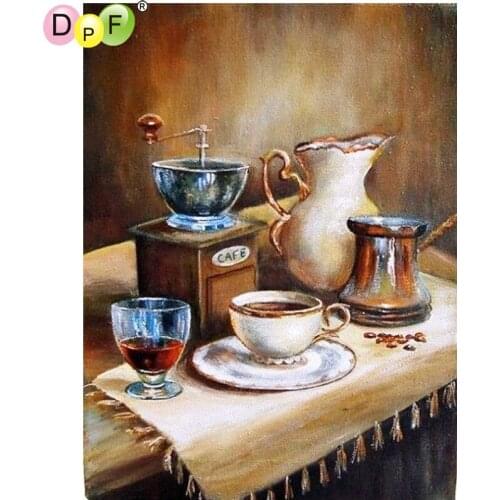 DPF DIY Coffee production 5D needlework diamond painting cross stitch home decor diamond mosaic full square diamond embroidery