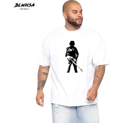 BLWHSA Guitar Singer Printied T Shirt Men Brand Summer 100% Cotton Funny T-shirts College Style Print T-Shirt Male Plus Size
