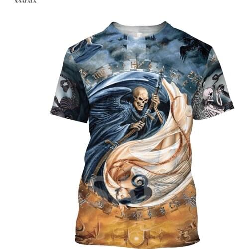 Yinyang Skull Phoenix God Jesus Dragon Tattoo 3D Fashion All Over Printed Round Neck T-Shirt Men Women Harajuku Casual Tee Top