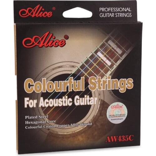 Sealed Bag 6pcs Colorful Guitar Strings Acoustic Stringed Instrument Accessories 011-052 AW435C Alice Guitar Strings