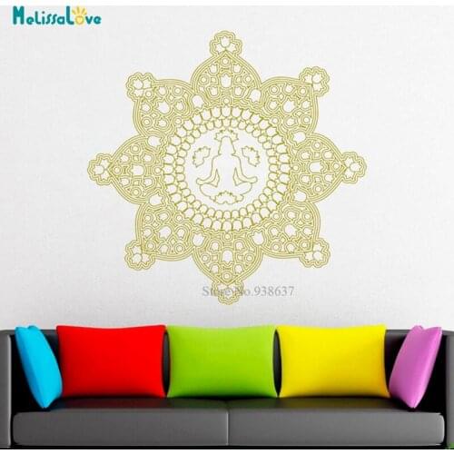 Exquisite Mandala Buddhism India Wall Sticker For Living Room Namaste Removable Vinyl stickers Mural House Decoration Wall BB291