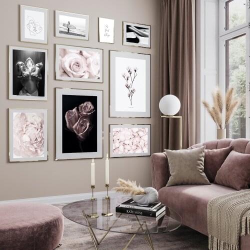 Pink Rose Flower Angel Wing Picture Scandinavian Fashion Poster Nordic Print Wall Art Canvas Painting Modern Living Room Decor