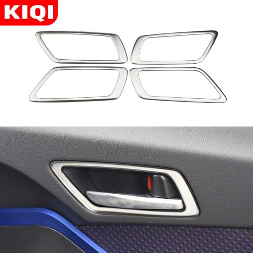KIQI 4Pcs/Set Stainless Steel Inner Car Door Handle Cover Doors Bowl Circle Trim for Toyota CHR C-HR 2016 -2020 Accessories
