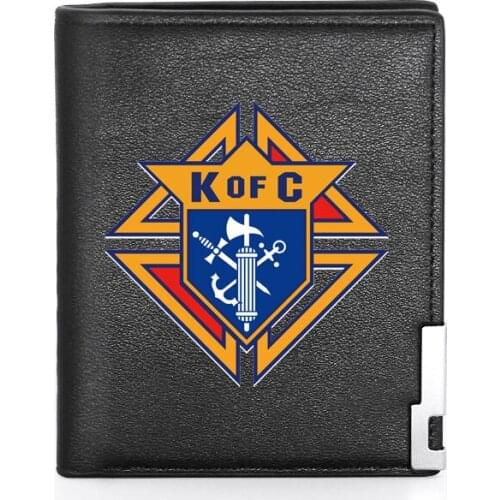 Classic Knights of Columbus Printing Wallet Leather Purse For Men Credit Card Holder Short Male Slim Coin Money Bags