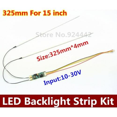 2PCS/LOT 325mm Adjustable brightness led backlight strip kit,Update 15inch monitor LCD ccfl panel to LED backlight