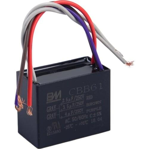 CBB61 Capacitor 2.5uF + 3.5uF + 4uF 5 Wire 250VAC Capacitor Fit For Ceiling Fan Accessories