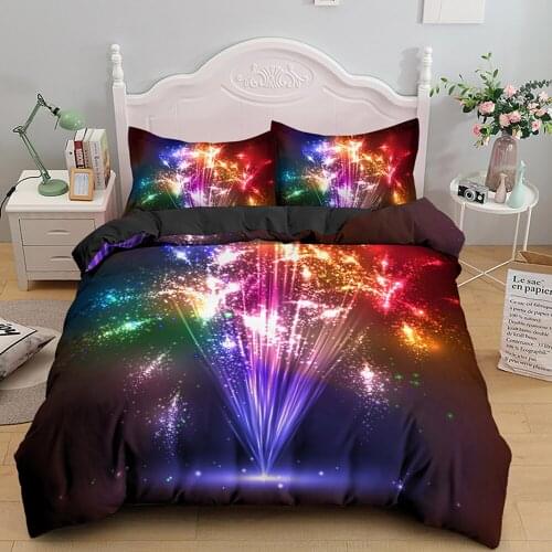 Beautiful Fireworks Night View Duvet Cover Single Double Romantic Bedding Sets Comforter Covers With Pillowcase Home Textile
