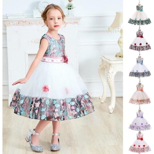 Summer Flower Dresses for Girls Children Birthday Party Wedding Dress Prom Evening Princess Dress Costums Kids Clothes 3-8 Years