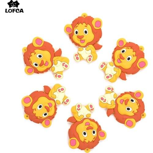 LOFCA Wholesale 1pc Cute Lion Baby Teeter Silicone Cartoon Animal Biter DIY Pacifier Accessory Breastfeeding Necklace