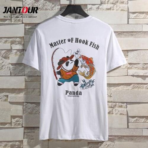 Mens Chinese Panda Embroidered Top T-shirt High Street Plus Cotton Casual Short Sleeve Top Tee Streetwear Hip Hop Fashion