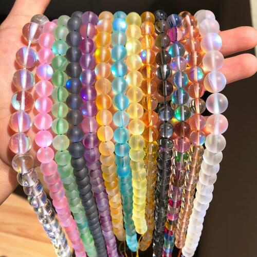 Natural Matte Clip Crystal Beads Wholesale 6-12mm Loose Round Beads For Jewelry Making DIY Charm Earring Bracelet Necklace 15"