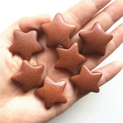 30mm Natural Golden Sandstone Crystal Star Shape Stone Meditation Healing Polished Natural Quartz Crystals 1pc