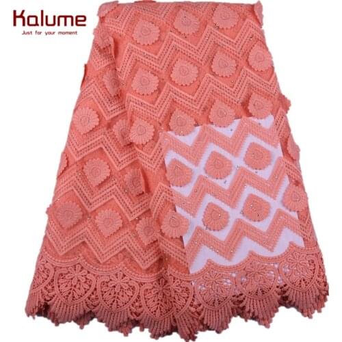 Latest African Milk Silk Applique Lace Fabric High Quality French Mesh Lace Fabric With Stones Milk Silk For Nigerian DressF1577