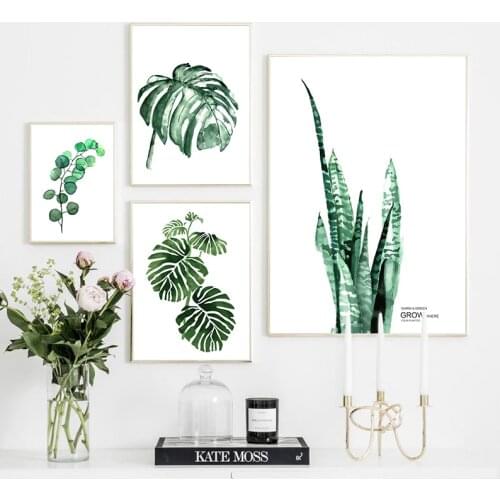 Laminas Decorativas Pared Cuadros Posters And Prints Wall Art Canvas Painting Nordic Poster Plant Green Leaves Peinture Para