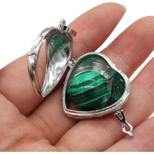 Natural Stone Pendant Heart Shaped Detachable Exquisite Metal Box For Jewelry Making DIY Necklace Bracelet Earrings Accessory