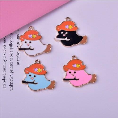 10pcs/pack Halloween Ghost Enamel Metal Charms Earring Bracelet DIY Jewelry Making