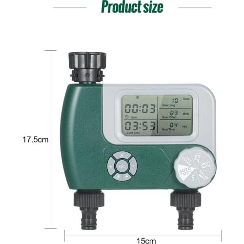 Programmable Digital Hose Faucet Timer Battery Operated Automatic Watering Sprinkler System Irrigation Controller with 2 Outlet