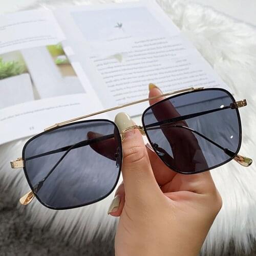 Fashion Square Sunglasses Luxury Brand Design Vintage Women Men Square Metal Sun Glasses UV400 Shades Eyewear Oculos de sol