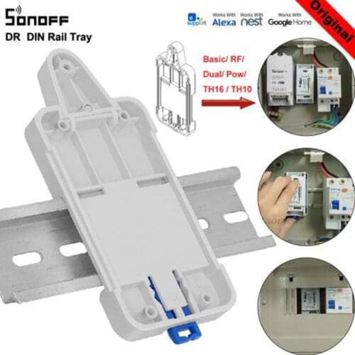 SONOFF DR DIN Rail Tray Adjustable Mounted Rail Case Holder For Wifi Remote Control Switch Sonoff Basic/RF/ Pow/ TH10/16/ Dual