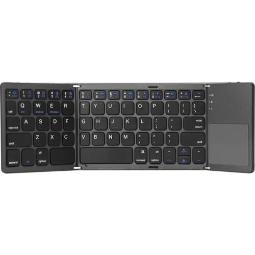 Bluetooth Keyboard, Folding Keyboard with Sensitive Touchpad (Sync Up to 3 Devices), Pocket-Sized Tri-Folded Fodable Keyboard