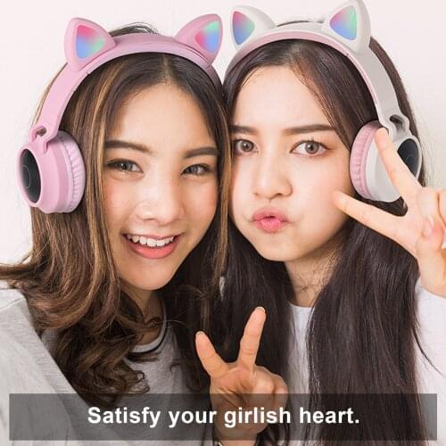 Viugreum 2021 Explosive Student Cat Ear Headset A1 Wireless LED Flashing Light Bluetooth Headphone Mobile Headset