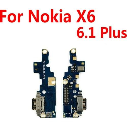 For Nokia X6 6.1 Plus Usb Charger Board USB Charging Port Dock Plug Jack Connector Flex Cable + Microphone