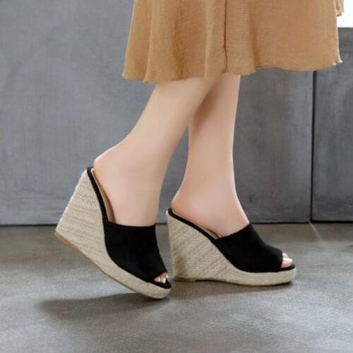 Large size 34-46 New Arrival 2020 women sandals Summer Fashion Leisure Fish Mouth Thick Bottom Slippers wedges party shoes 3044