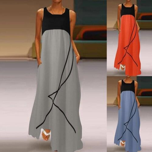 Womens Casual Pocket Summer Solid Ankle Length Sleeveless Tanks Colorful Loose Dress 2021 Hot Sales Dresses For Lady платье