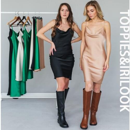 Toppies 2021 Womens Silk Satin Mini Dress Backless Bodycon Sleeveless Spaghetti Strap Sexy Party Elegant Dress