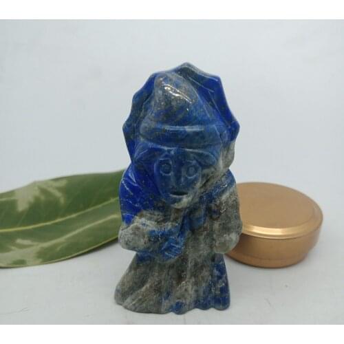1pc 72mm natural stone hand carved witch lapis lazuli carving lovely witch reiki healing crystal free shipping