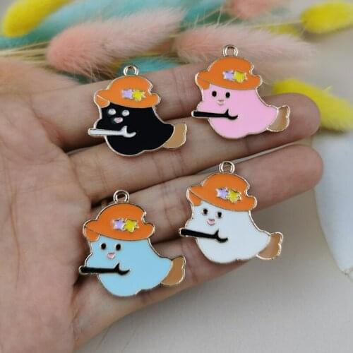 10Pcs Halloween Wear Stars Hat Ghost Enamel Charms Pendant Fit Jewelry Accessories Bracelet Necklace Decor DIY Alloy Dangle Gift