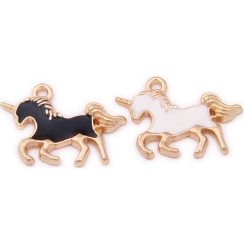 10pcs/lot Unicorn Charms Pendant Enamel Metal Small Charms Necklace Bracelet DIY Jewelry Making Accessories